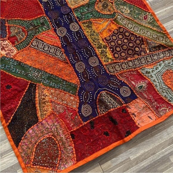 Colorful Patchwork Tapestry Wall Hanging, handmade in India - Picture 4 of 16
